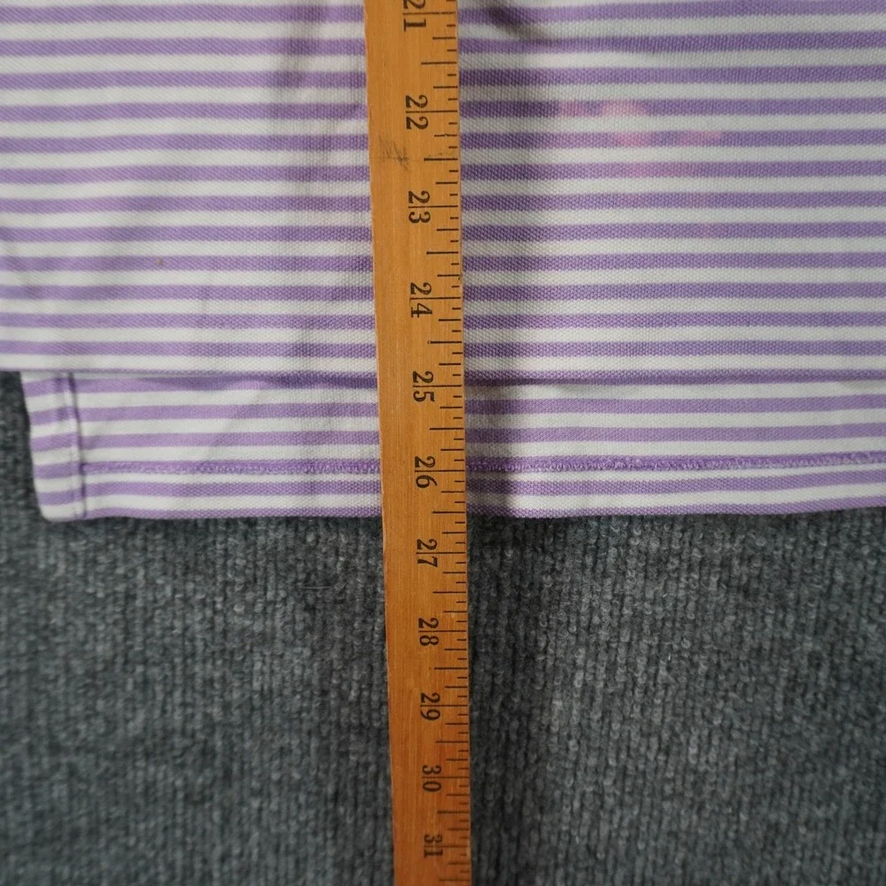 Polo Ralph Lauren Polo Shirt Mens Large Purple Striped Custom Fit Short Sleeve